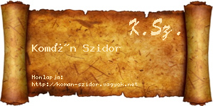 Komán Szidor névjegykártya